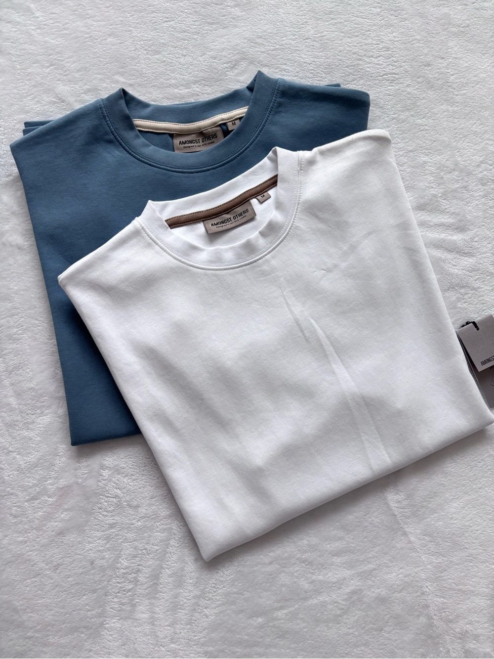 AMONGST OTHERS 2-Pack Men's Blue & White Short Sleeve Oversized T-Shirts--NWT--M